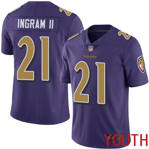 Baltimore Ravens Limited Purple Youth Mark Ingram II Jersey NFL Football #21 Rush Vapor Untouchable->youth nfl jersey->Youth Jersey